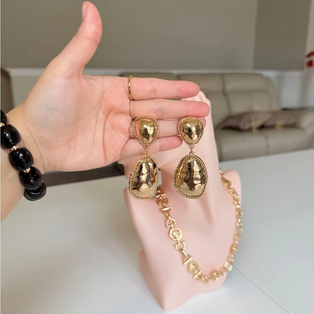 Gold Drop Statement Earrings - Women Jewelry